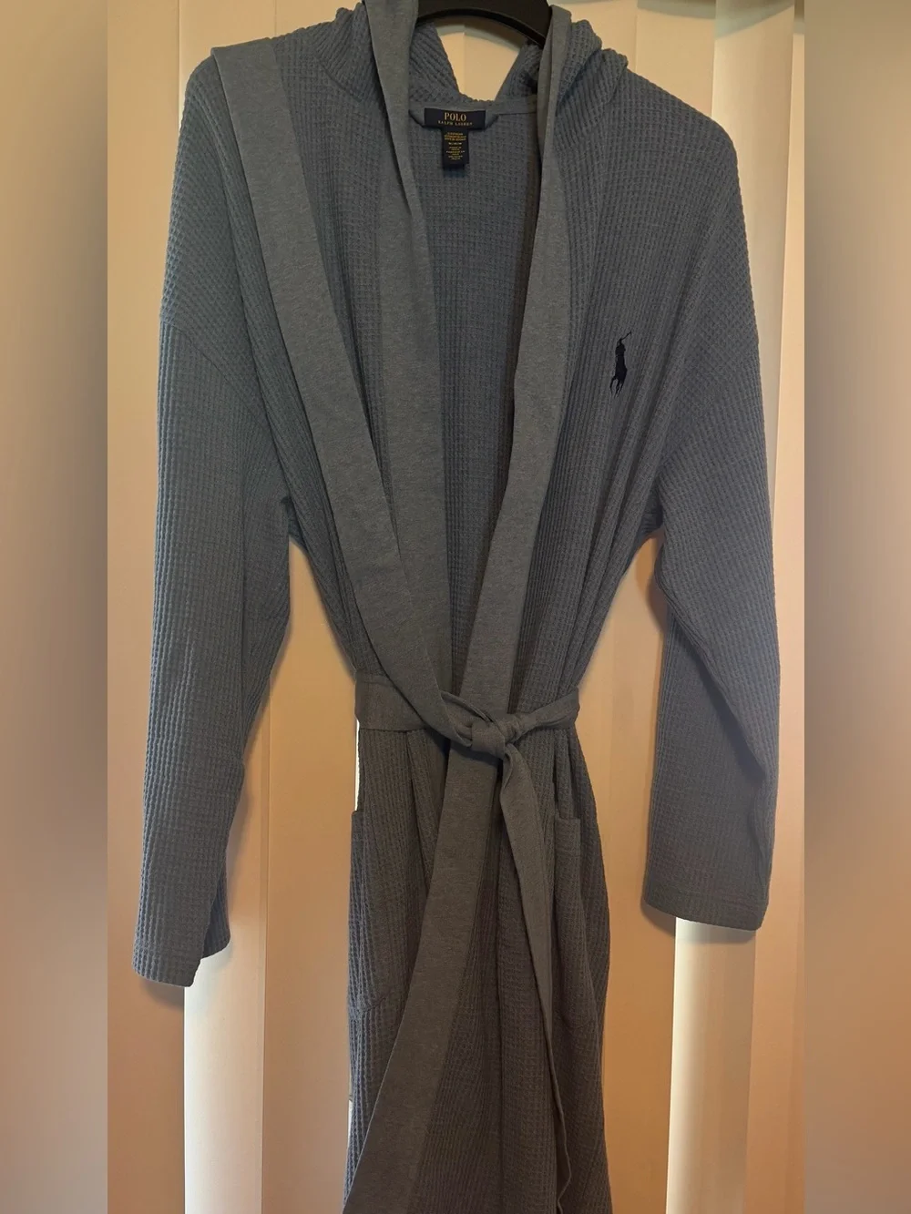 Polo Ralph Laure Waffle-knit robe with belt blue size M-NWOT